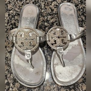 Tory Burch Silver Embellished Miller Sandal-Old Style